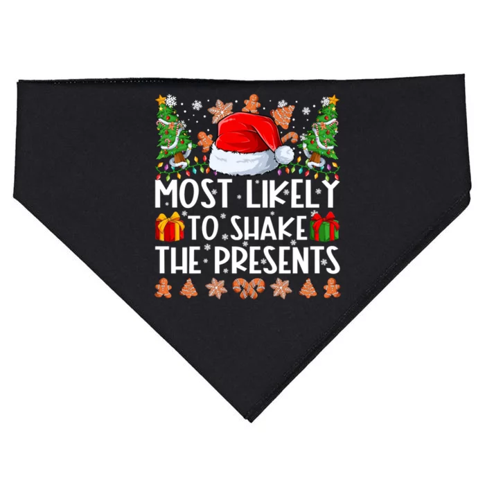 Most Likely To Shake The Presents Family Christmas Pajamas USA-Made Doggie Bandana