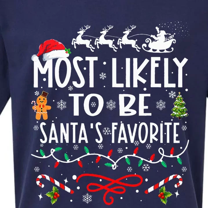 Most Likely To Be Santa's Favorite Family Christmas Sueded Cloud Jersey T-Shirt