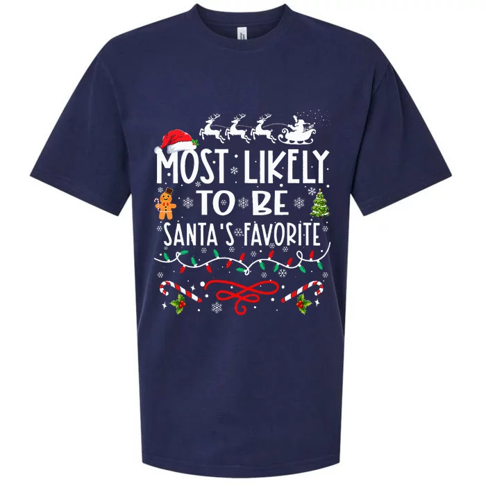 Most Likely To Be Santa's Favorite Family Christmas Sueded Cloud Jersey T-Shirt