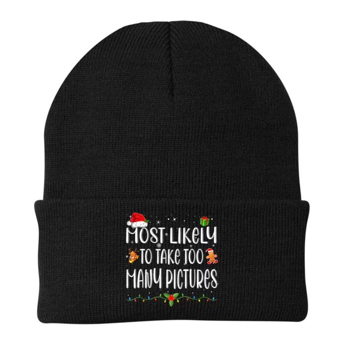 Most Likely To Take Too Many Pictures Funny Family Christmas Knit Cap Winter Beanie