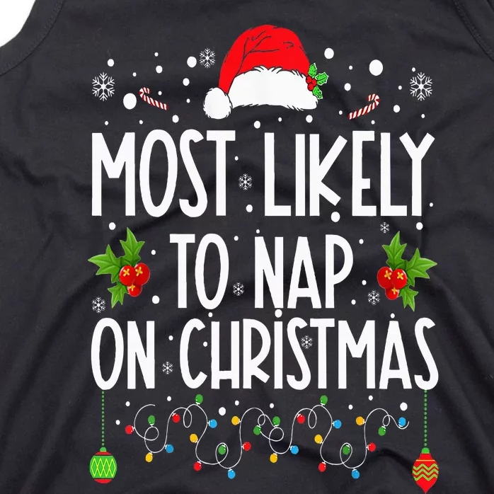 Most Likely To Nap On Christmas Family Christmas Pajamas Tank Top