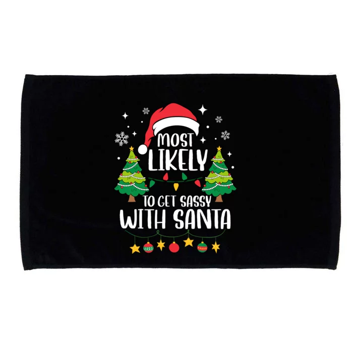 Most Likely To Get Sassy With Santa Matching Christmas Microfiber Hand Towel