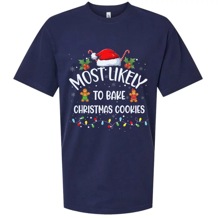 Most Likely To Bake Christmas Cookies Funny Baker Christmas Sueded Cloud Jersey T-Shirt