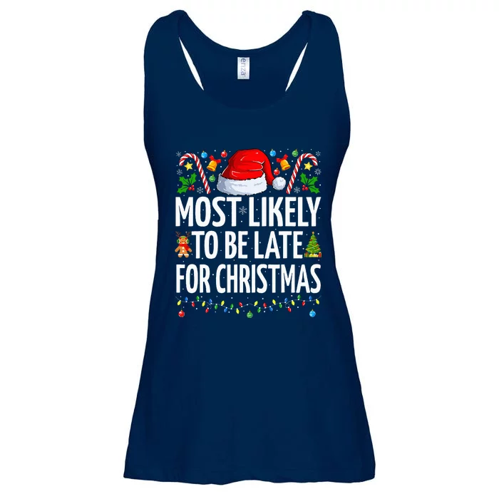 Most Likely To Be Late For Christmas Funny Family Christmas Ladies Essential Flowy Tank