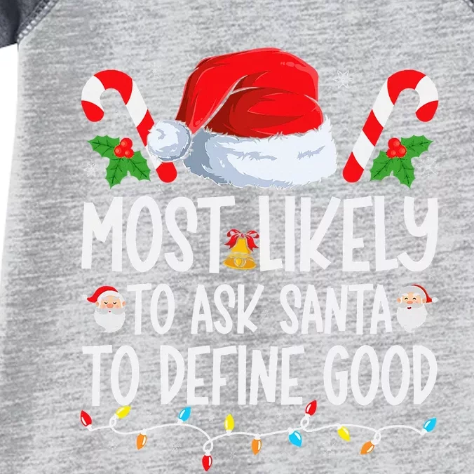 Most Likely To Ask Santa To Define Good Family Christmas Infant Baby Jersey Bodysuit