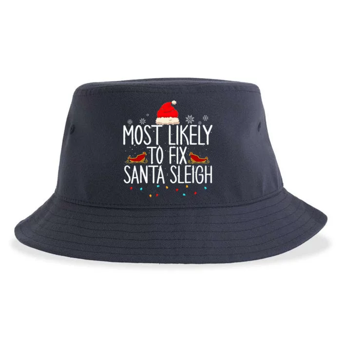 Most Likely To Fix Santa Sleigh On Christmas Sustainable Bucket Hat