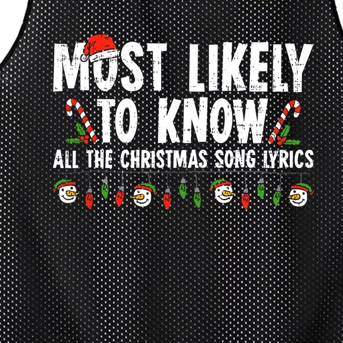 Most Likely To Know All The Christmas Song Lyrics Family Mesh Reversible Basketball Jersey Tank