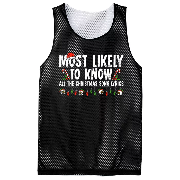 Most Likely To Know All The Christmas Song Lyrics Family Mesh Reversible Basketball Jersey Tank