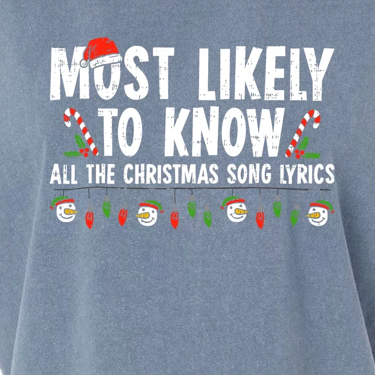 Most Likely To Know All The Christmas Song Lyrics Family Garment-Dyed Women's Muscle Tee