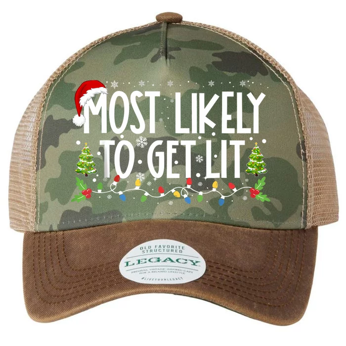 Most Likely To Get Lit Drinking Funny Family Christmas Xmas Legacy Tie Dye Trucker Hat