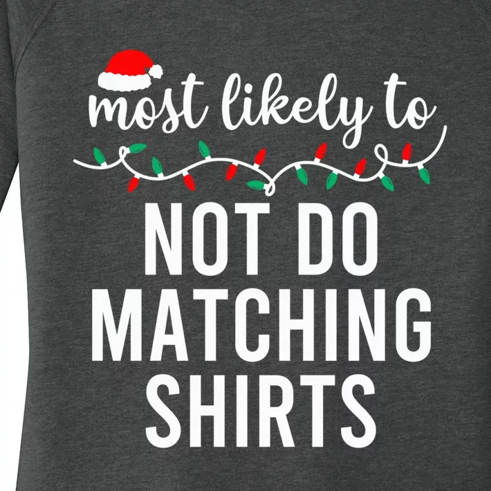 Most Likely To Christmas Shirt Matching Family Pajamas Funny Women's Perfect Tri Tunic Long Sleeve Shirt