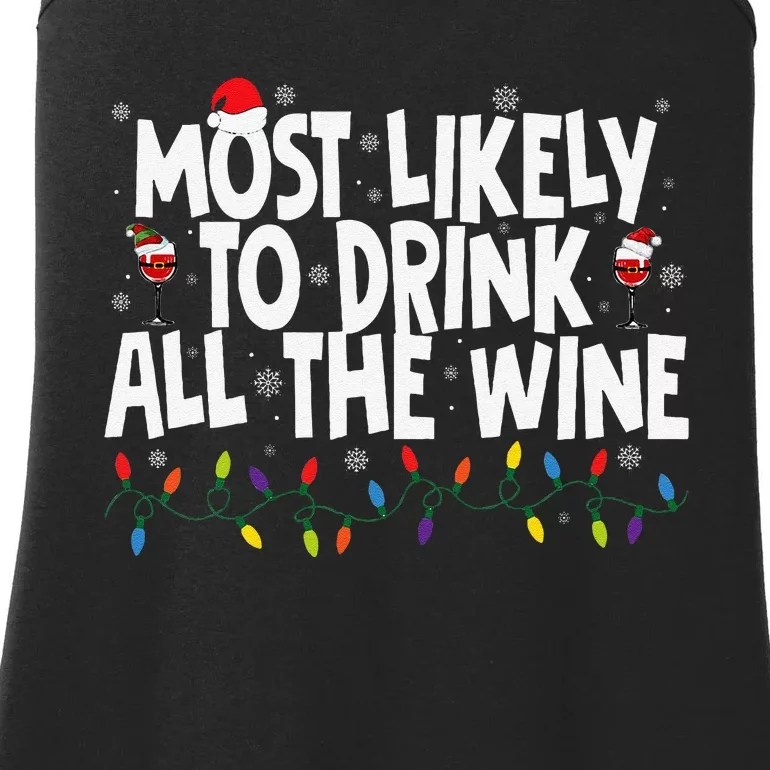 Most Likely To Drink All The Wine Family Matching Christmas Ladies Essential Tank