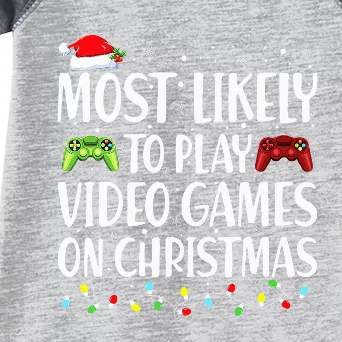 Most Likely To Play Video Game On Christmas Santa Gaming Infant Baby Jersey Bodysuit