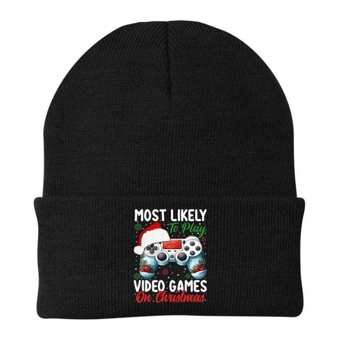 Most Likely To Play Video Games On Christmas Knit Cap Winter Beanie