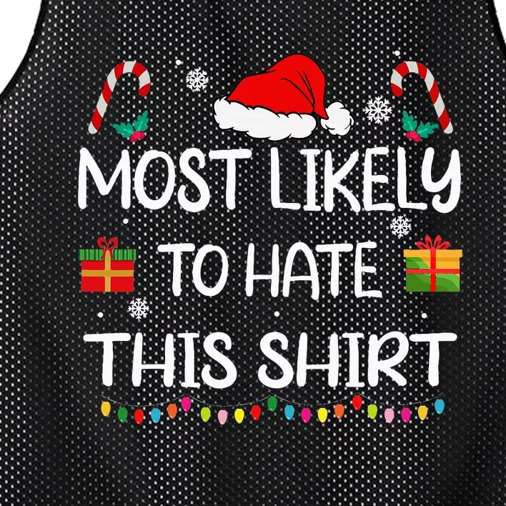 Most Likely To Hate This Family Christmas Matching Mesh Reversible Basketball Jersey Tank