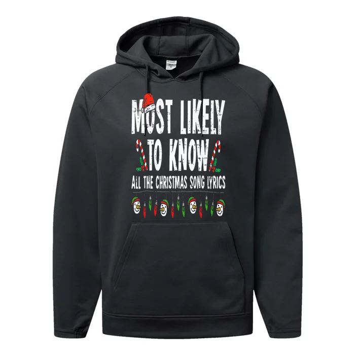 Most Likely To Know All The Christmas Song Lyrics Family Performance Fleece Hoodie