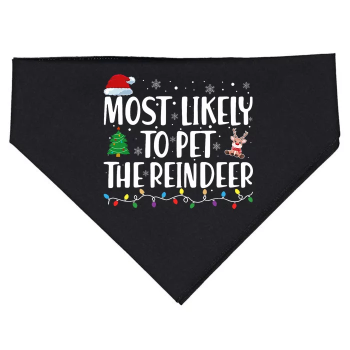 Most Likely To Pet The Reindeer Family Matching Christmas USA-Made Doggie Bandana