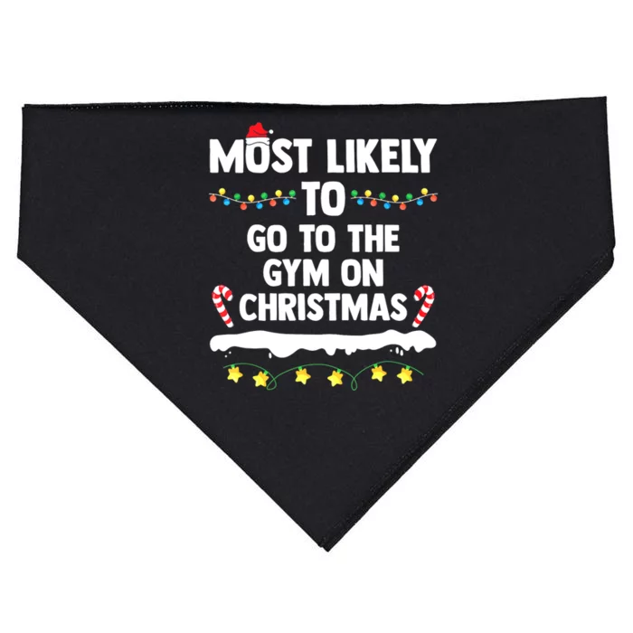 Most Likely To Go To The Gym On Christmas Family Matching USA-Made Doggie Bandana