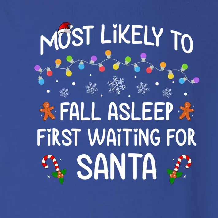 Most Likely To Fall Asleep First Waiting For Santa Christmas Gift Toddler Long Sleeve Shirt