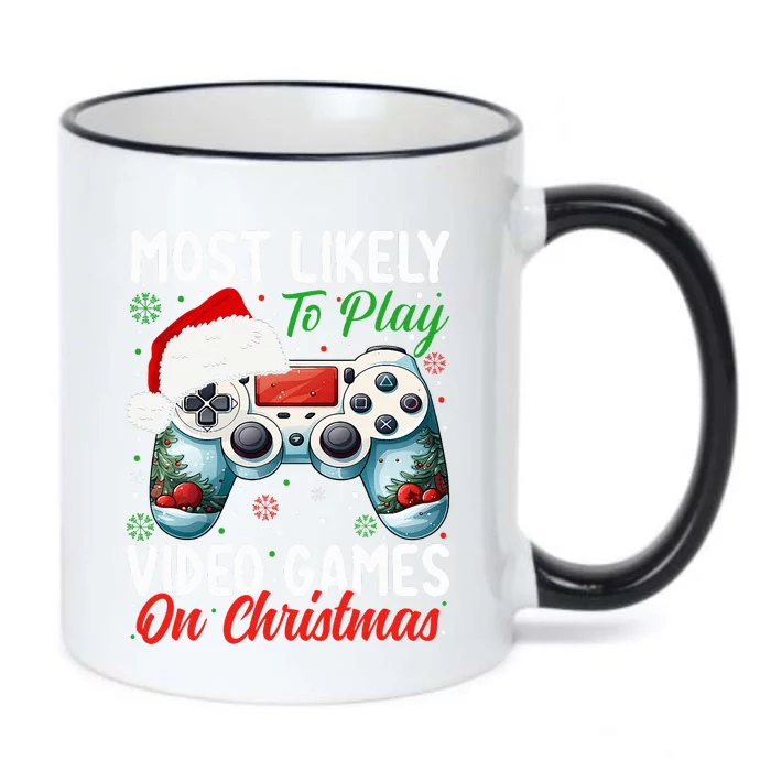 Most Likely To Play Video Games On Christmas Black Color Changing Mug