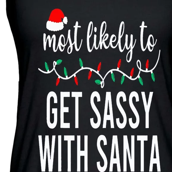 Most Likely To Christmas Matching Family Pajamas Funny Ladies Essential Flowy Tank