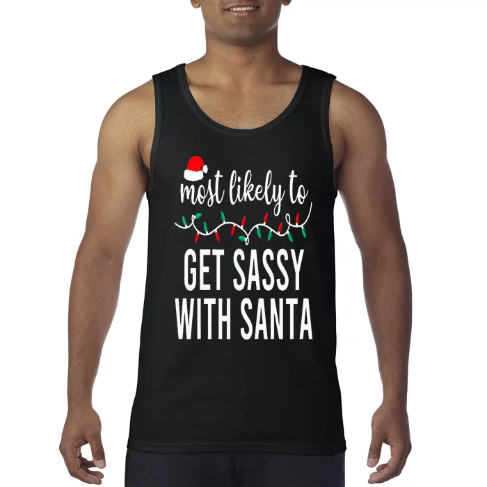 Most Likely To Christmas Matching Family Pajamas Funny Tank Top