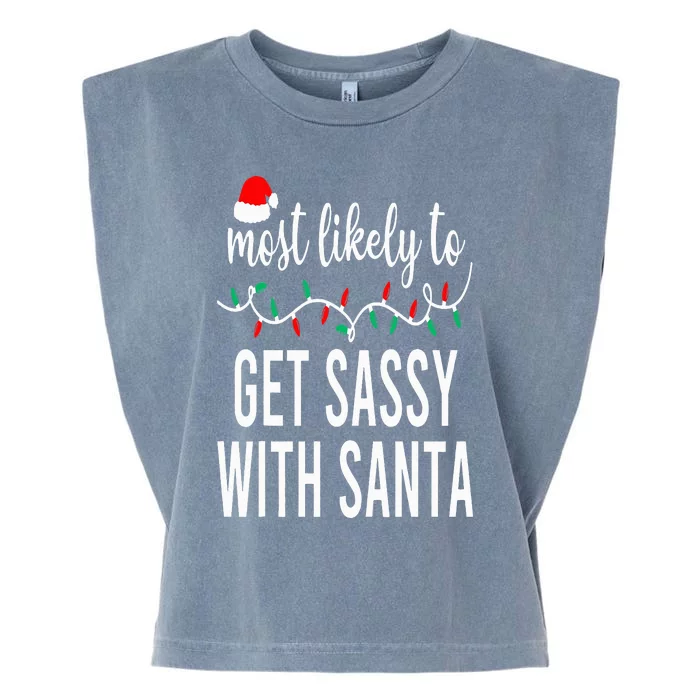 Most Likely To Christmas Matching Family Pajamas Funny Garment-Dyed Women's Muscle Tee