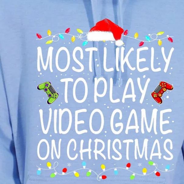 Most Likely To Play Video Game On Christmas Santa Gaming Unisex Surf Hoodie