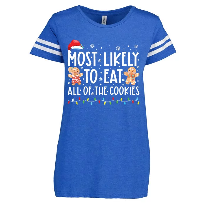 Most Likely To Eat All The Christmas Cookies Family Xmas Enza Ladies Jersey Football T-Shirt