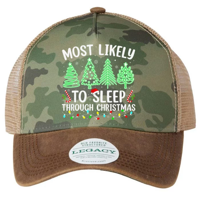 Most Likely To Sleep Through Christmas Matching Family Pjs Legacy Tie Dye Trucker Hat