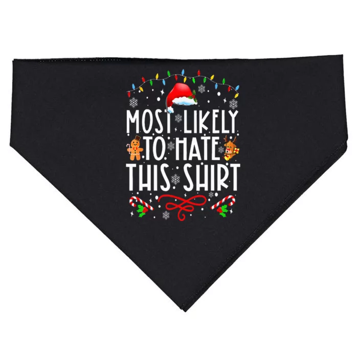 Most Likely To Hate This Family Christmas Pajamas USA-Made Doggie Bandana