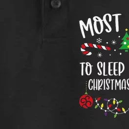 Most Likely To Sleep Through Christmas Morning Funny Christmas Family Matching Dry Zone Grid Performance Polo