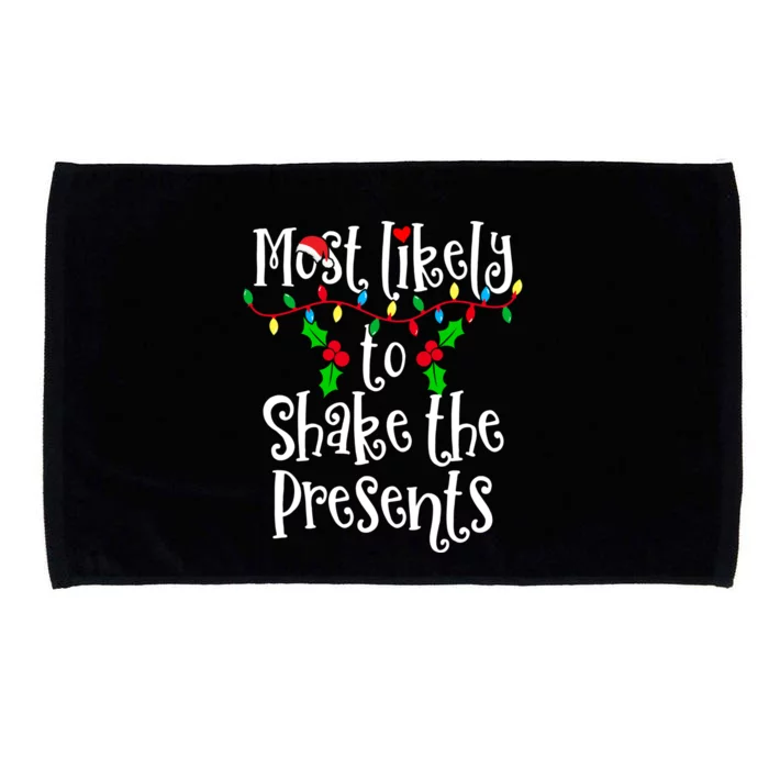 Most Likely To Shake The Presents Family Group Matching Shirt Microfiber Hand Towel