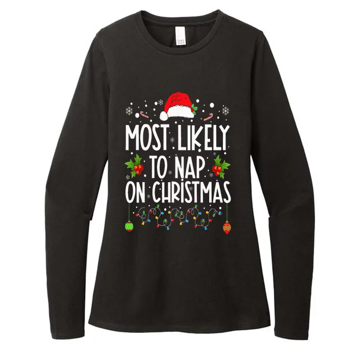 Most Likely To Nap On Christmas Family Christmas Pajamas Womens CVC Long Sleeve Shirt