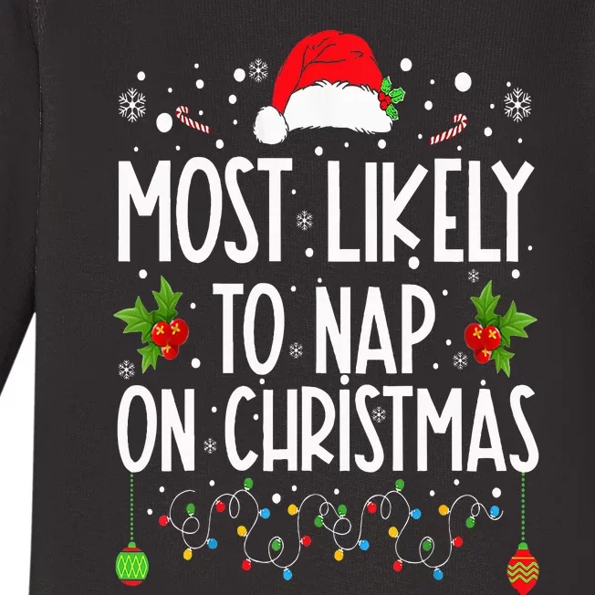 Most Likely To Nap On Christmas Family Christmas Pajamas Baby Long Sleeve Bodysuit