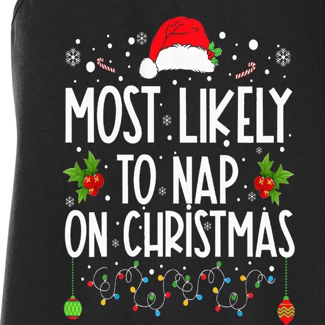 Most Likely To Nap On Christmas Family Christmas Pajamas Women's Racerback Tank