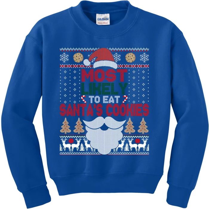 Most Likely To Eat Santas Cookies Family Christmas Ugly Cute Gift Kids Sweatshirt