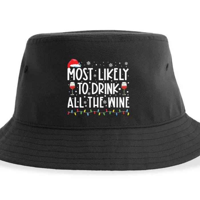 Most Likely To Drink All The Wine Family Matching Christmas Sustainable Bucket Hat