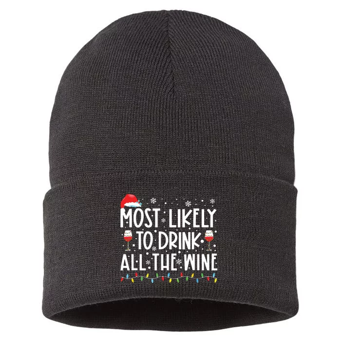 Most Likely To Drink All The Wine Family Matching Christmas Sustainable Knit Beanie