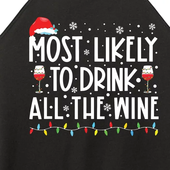 Most Likely To Drink All The Wine Family Matching Christmas Women’s Perfect Tri Rocker Tank