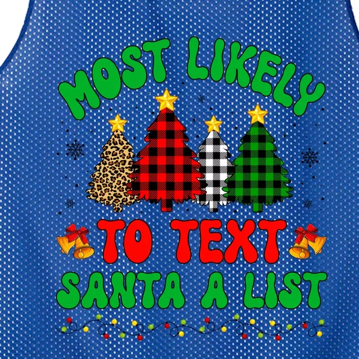 Most Likely To Text Santa A List Funny Family Xmas Party Meaningful Gift Mesh Reversible Basketball Jersey Tank