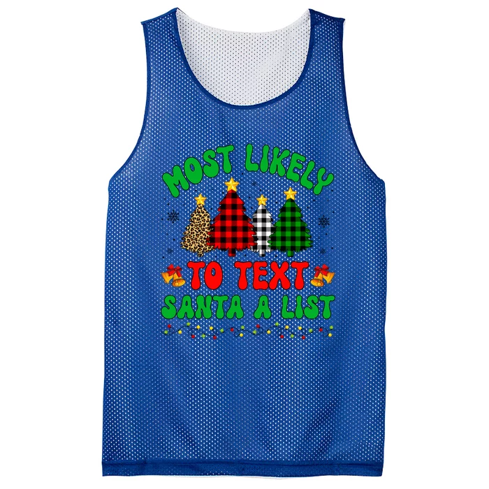 Most Likely To Text Santa A List Funny Family Xmas Party Meaningful Gift Mesh Reversible Basketball Jersey Tank