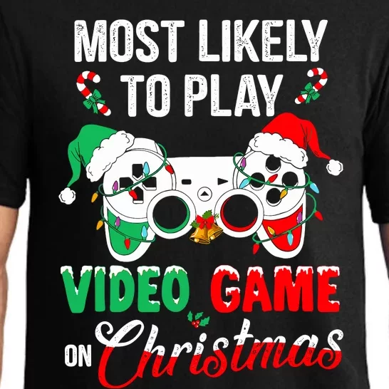 Most Likely To Play Video Game On Christmas Santa Gaming Pajama Set