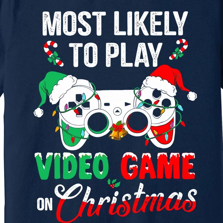 Most Likely To Play Video Game On Christmas Santa Gaming Premium T-Shirt