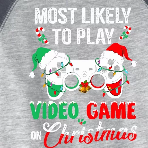 Most Likely To Play Video Game On Christmas Santa Gaming Toddler Fine Jersey T-Shirt