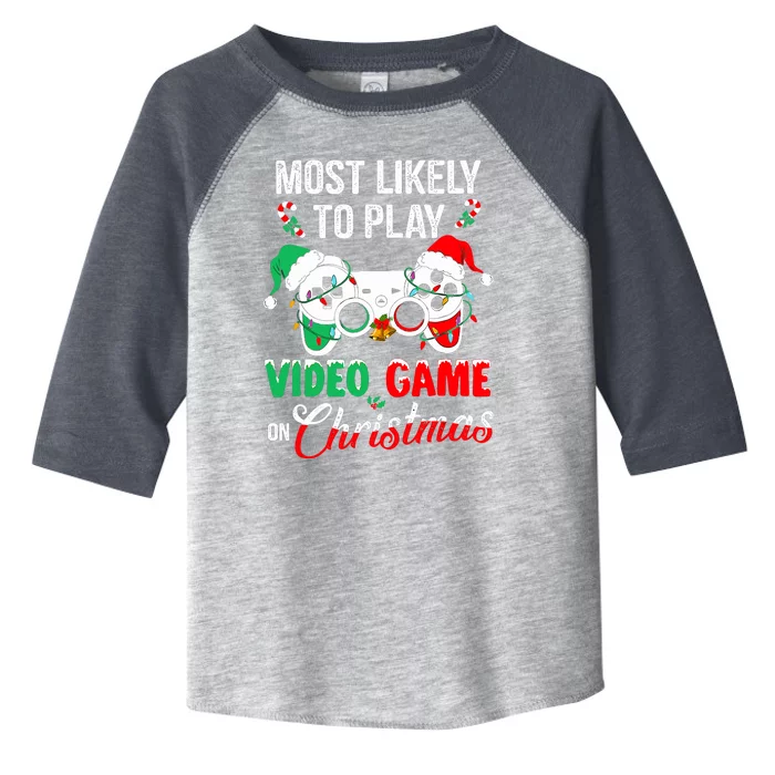 Most Likely To Play Video Game On Christmas Santa Gaming Toddler Fine Jersey T-Shirt