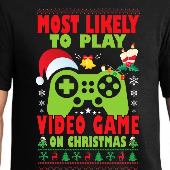 Most Likely To Play Video Game Family Matching Christmas Pajama Set