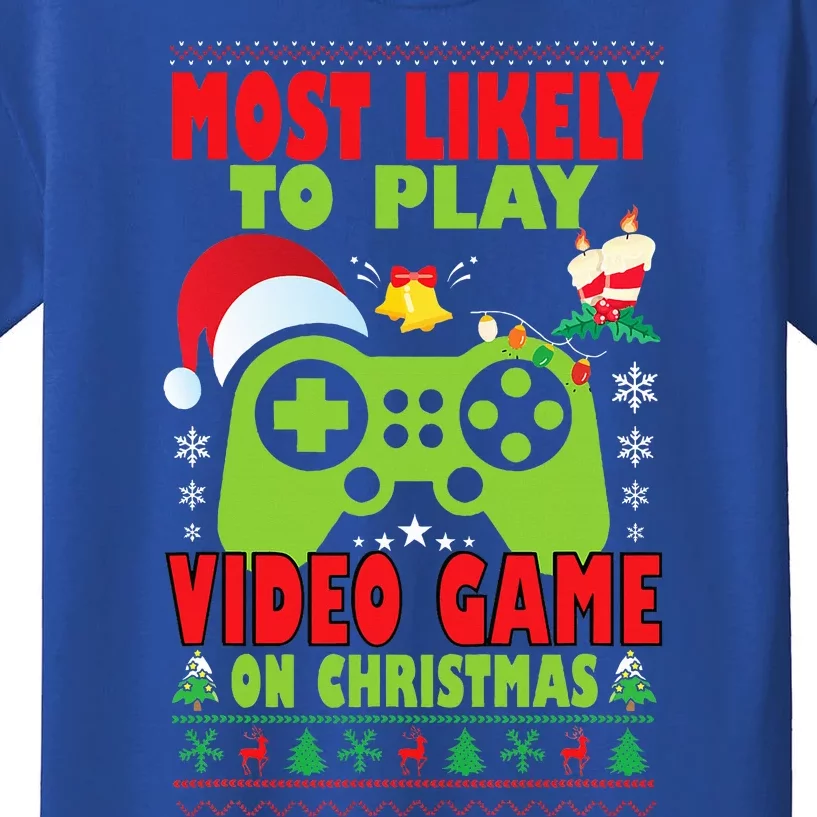 Most Likely To Play Video Game Family Matching Christmas Kids T-Shirt