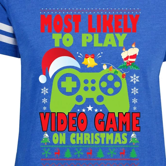 Most Likely To Play Video Game Family Matching Christmas Enza Ladies Jersey Football T-Shirt