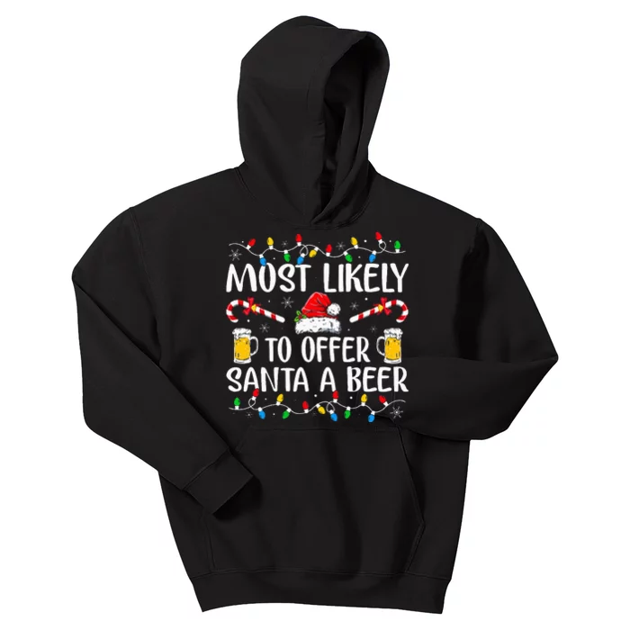 Most Likely To Offer Santa A Beer Funny Drinking Christmas Kids Hoodie